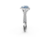 White gold Fancy Blue Heart  Cut Halo Pave Band Four-Prong Setting Ring_22