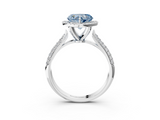 White gold Fancy Blue Heart  Cut Halo Pave Band Four-Prong Setting Ring_23