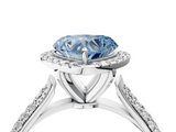 White gold Fancy Blue Heart  Cut Halo Pave Band Four-Prong Setting Ring_24