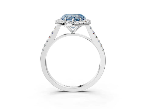 White gold Fancy Blue Heart Cut Halo Pave Diamond Engagement Ring with Four-Prong Setting_3