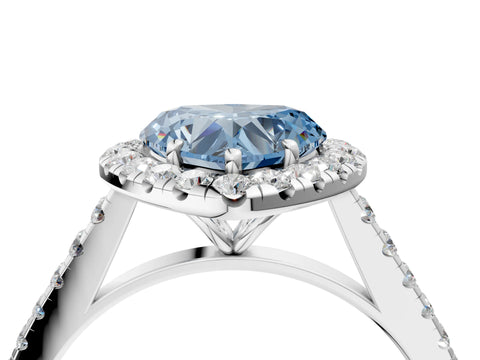 White gold Fancy Blue Heart Cut Halo Pave Diamond Engagement Ring with Four-Prong Setting_4
