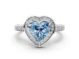 White gold Fancy Blue Heart  Cut Halo Pave Split Shank Prong Setting Ring_32