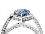 White gold Fancy Blue Heart  Cut Halo Pave Split Shank Prong Setting Ring_36