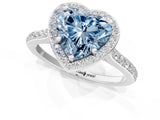 White gold Fancy Blue Heart Cut Halo Round Diamond Pavé Band with Four-Prong Setting_28