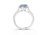 White gold Fancy Blue Heart Cut Halo Round Diamond Pavé Band with Four-Prong Setting_30