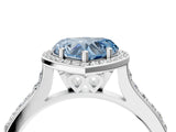White gold Fancy Blue Heart Cut Halo Round Diamond Pavé Band with Four-Prong Setting_43