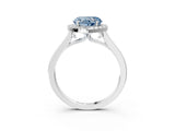 White gold Fancy Blue Heart Cut Halo Round Diamond Solitaire Ring with Pavé Band and Four-Prong Setting_15