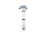 White gold Fancy Blue Heart Cut Halo Round Diamond Twist Band with Four-Prong Setting_26