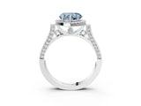 White gold Fancy Blue Heart Cut Halo Round Diamond Twist Band with Four-Prong Setting_27