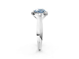 White gold Fancy Blue Heart  Cut Halo Solitaire Engagement Ring with Square Band and Four-Prong Setting_14