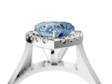 White gold Fancy Blue Heart  Cut Halo Solitaire Engagement Ring with Square Band and Four-Prong Setting_195