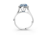 White gold Fancy Blue Heart  Cut Halo Solitaire Engagement Ring with Square Band and Four-Prong Setting_199