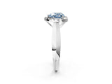 White gold Fancy Blue Heart  Cut Halo Solitaire Engagement Ring with Square Band and Four-Prong Setting_80