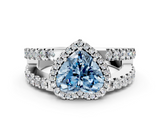 White gold Fancy Blue Heart  Cut Halo Split Shank Diamond Ring with Four-Prong Setting_45