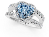 White gold Fancy Blue Heart  Cut Halo Split Shank Diamond Ring with Four-Prong Setting_46
