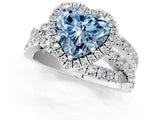White gold Fancy Blue Heart  Cut Halo Split Shank Prong Setting Ring_27