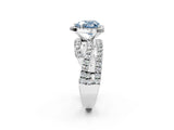 White gold Fancy Blue Heart  Cut Halo Split Shank Prong Setting Ring_28