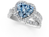 White gold Fancy Blue Heart  Cut Halo Split Shank Prong Setting Ring_62