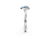 White gold Fancy Blue Heart Cut Halo Twist Band with Four-Prong Setting_26