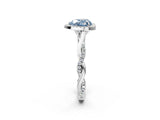 White gold Fancy Blue Heart Cut Halo Twist Band with Four-Prong Setting_74
