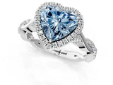 White gold Fancy Blue Heart Cut Halo Twist Band with Four-Prong Setting_75