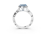 White gold Fancy Blue Heart  Cut Halo Twisted Band Four-Prong Ring_23