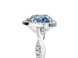 White gold Fancy Blue Heart  Cut Halo Twisted Band Four-Prong Ring_25