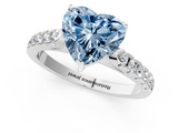 White gold Fancy Blue Heart  Cut Pavé Band Solitaire Ring with Four-Prong Setting_43