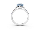 White gold Fancy Blue Heart  Cut Pavé Band Solitaire Ring with Four-Prong Setting_45