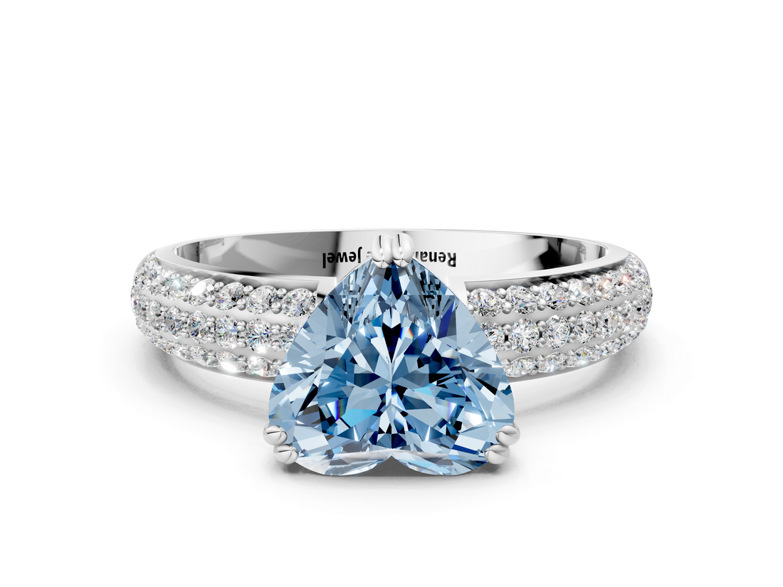 White gold Fancy Blue Heart  Cut Pave Diamond Engagement Ring with Channel Set Band and Four-Prong Setting_20