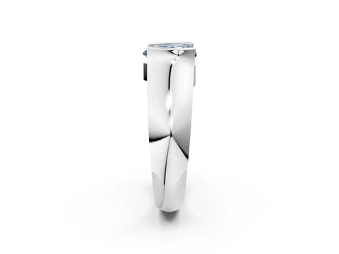 White gold Fancy Blue Heart Cut Solitaire Bezel Set Diamond Ring with Wide Band_14