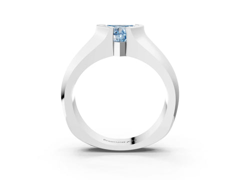 White gold Fancy Blue Heart Cut Solitaire Bezel Set Diamond Ring with Wide Band_15