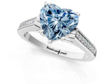 White gold Fancy Blue Heart Cut Solitaire Cathedral Diamond Engagement Ring with Channel-Set Band and Four-Prong Setting_16