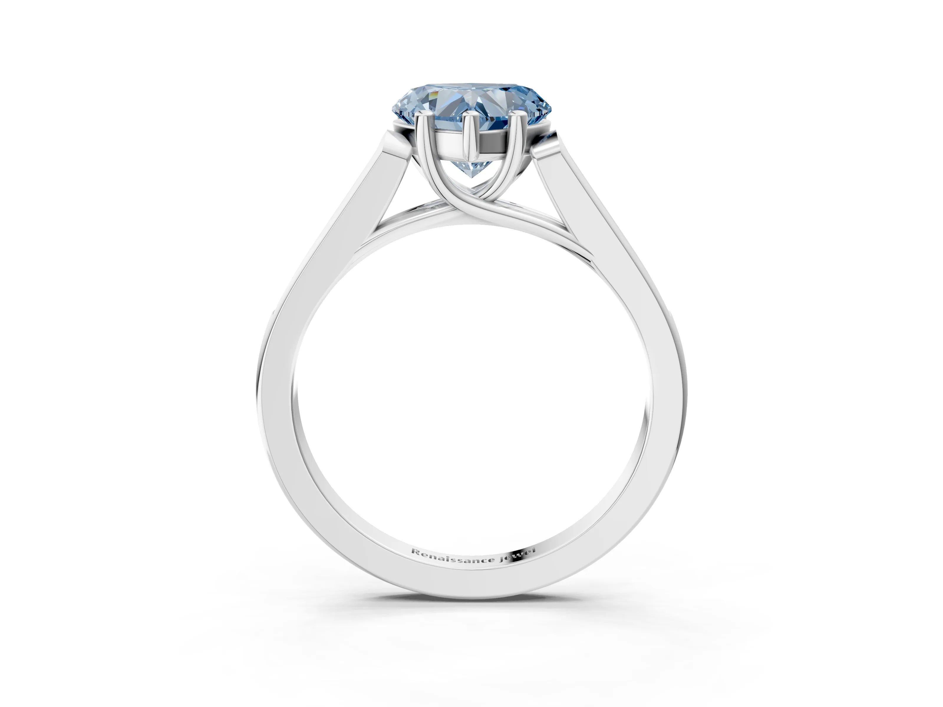 White gold Fancy Blue Heart Cut Solitaire Cathedral Diamond Engagement Ring with Channel-Set Band and Four-Prong Setting_18