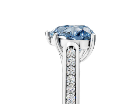 White gold Fancy Blue Heart Cut Solitaire Cathedral Diamond Engagement Ring with Channel-Set Band and Four-Prong Setting_20