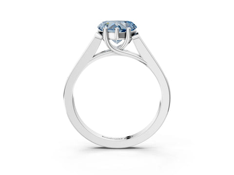 White gold Fancy Blue Heart Cut Solitaire Cathedral Diamond Engagement Ring with Channel-Set Band and Four-Prong Setting_6