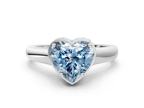 White gold Fancy Blue Heart Cut Solitaire Diamond Engagement Ring with Four-Prong Setting and Tapered Band_12