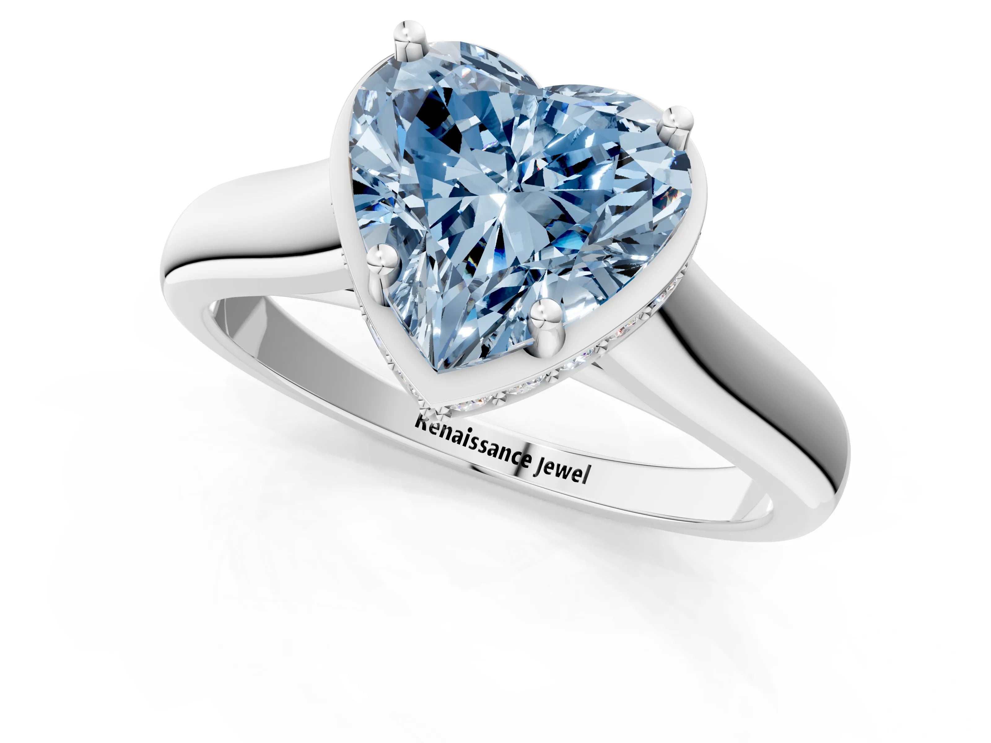 White gold Fancy Blue Heart Cut Solitaire Diamond Engagement Ring with Four-Prong Setting and Tapered Band_13