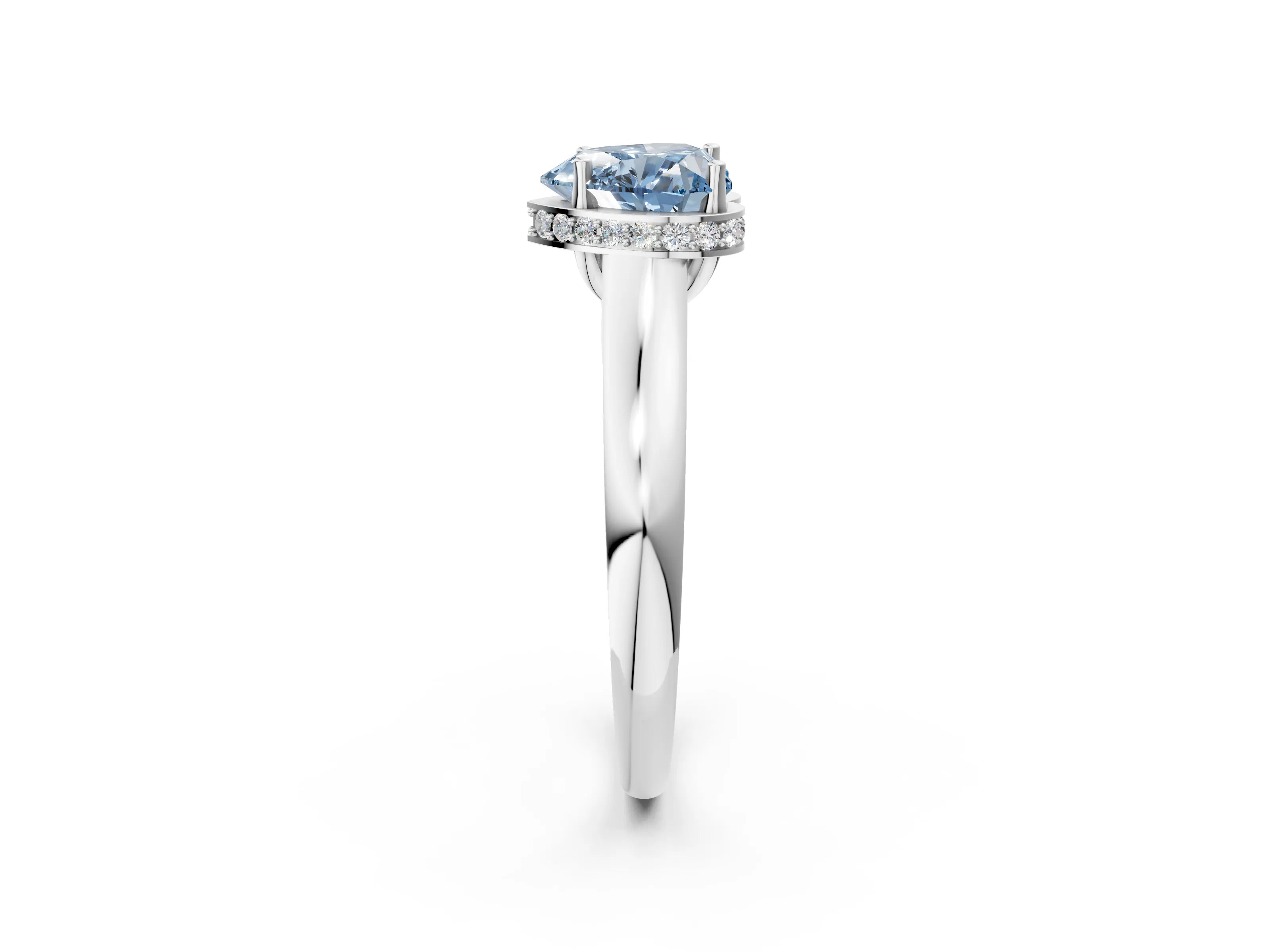 White gold Fancy Blue Heart Cut Solitaire Diamond Engagement Ring with Four-Prong Setting and Tapered Band_14