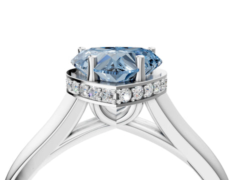 White gold Fancy Blue Heart Cut Solitaire Diamond Engagement Ring with Four-Prong Setting and Tapered Band_16