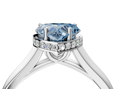 White gold Fancy Blue Heart Cut Solitaire Diamond Engagement Ring with Four-Prong Setting and Tapered Band_4