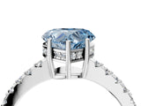 White gold Fancy Blue Heart Cut Solitaire Diamond Engagement Ring with Pavé Band and Six-Prong Setting_16