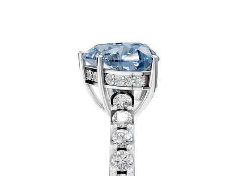 White gold Fancy Blue Heart Cut Solitaire Diamond Engagement Ring with Pavé Band and Six-Prong Setting_17