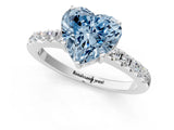 White gold Fancy Blue Heart Cut Solitaire Diamond Engagement Ring with Pavé Band and Six-Prong Setting_25