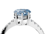 White gold Fancy Blue Heart Cut Solitaire Diamond Engagement Ring with Pavé Band and Six-Prong Setting_28