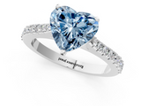White gold Fancy Blue Heart  Cut Solitaire Diamond Engagement Ring with Pave Band and Four-Prong Setting_154