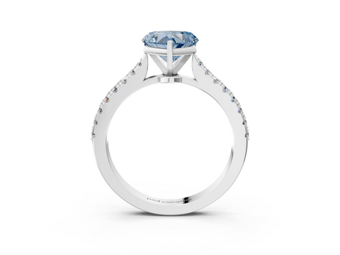 White gold Fancy Blue Heart  Cut Solitaire Diamond Engagement Ring with Pave Band and Four-Prong Setting_156