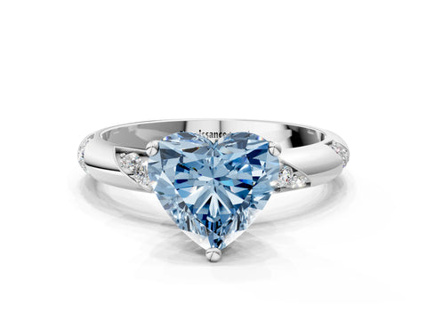 White gold Fancy Blue Heart Cut Solitaire Diamond Engagement Ring with Twisted Pave Band and Four-Prong Setting_19