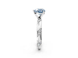 White gold Fancy Blue Heart Cut Solitaire Diamond Engagement Ring with Twisted Pave Band and Four-Prong Setting_21