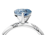 White gold Fancy Blue Heart Cut Solitaire Diamond Engagement Ring with Twisted Pave Band and Four-Prong Setting_23